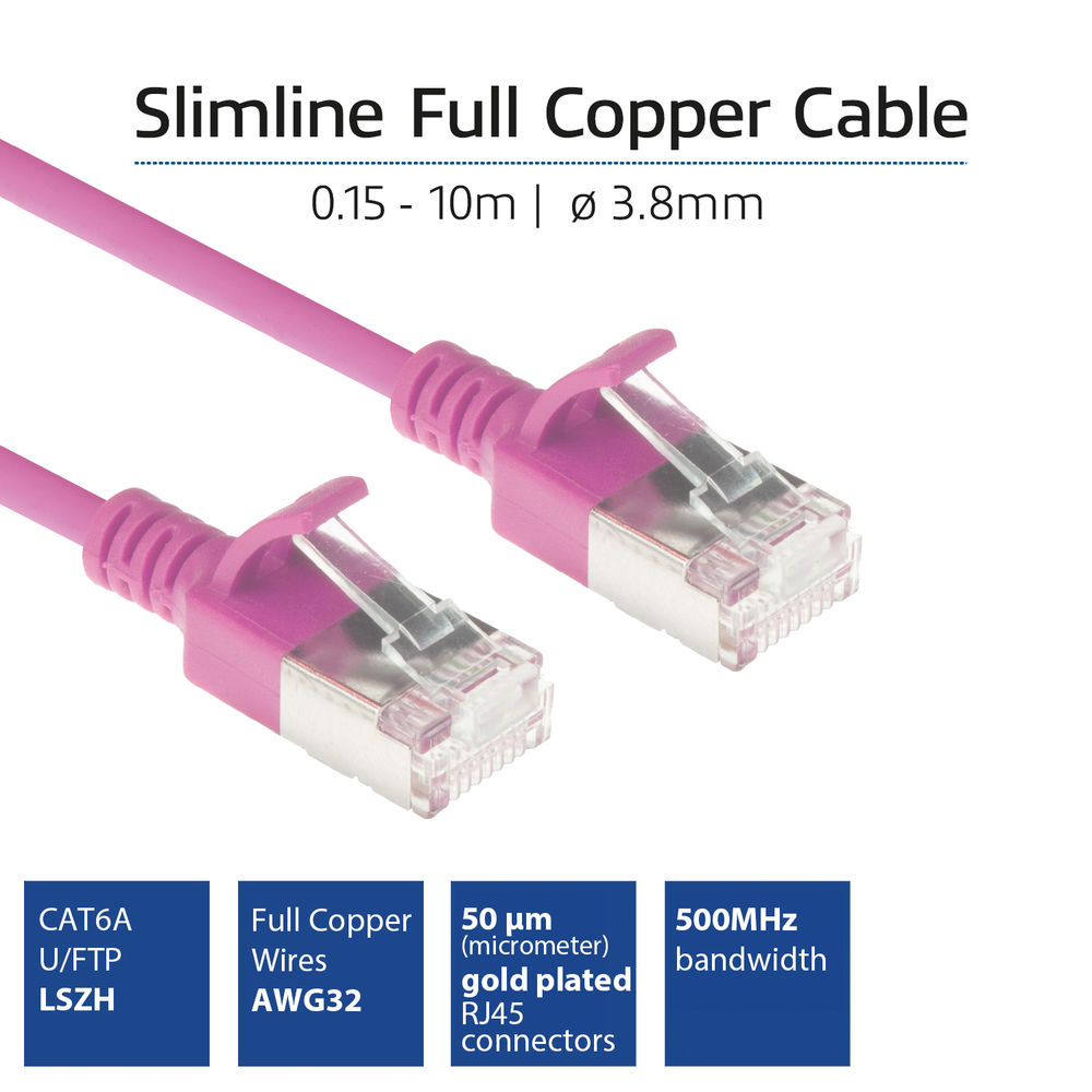 Bleik CAT-6A Slimline U-FTP LSZH 10m