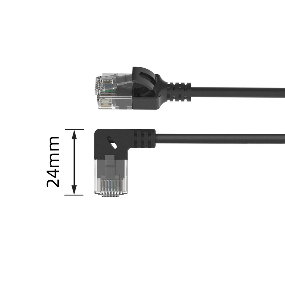 CAT-6A Slimline 90° Hægri - 0° 1,5m