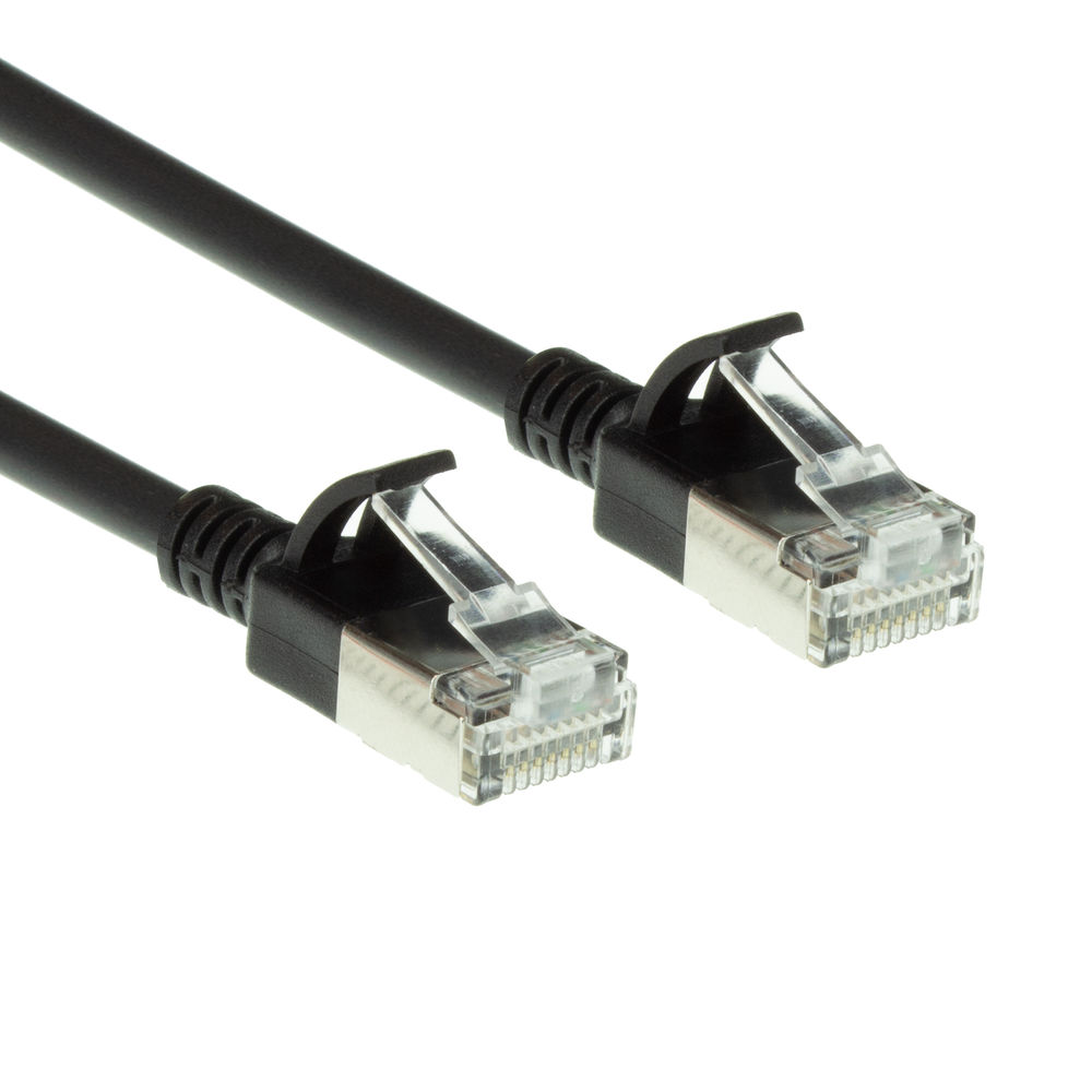 Svört CAT-6A Slimline U-FTP LSZH 1m