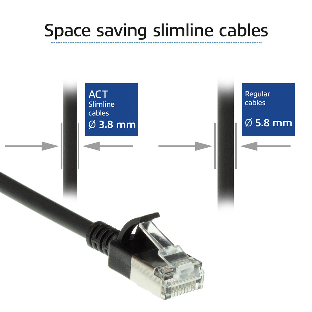 Svört CAT-6A Slimline U-FTP LSZH 1m