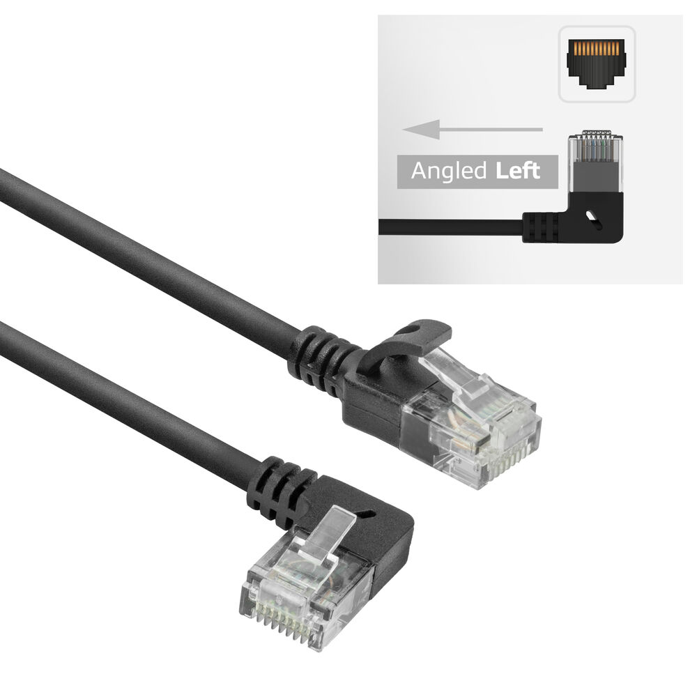 CAT-6A Slimline 90° Vinstri - 0° 0,5m