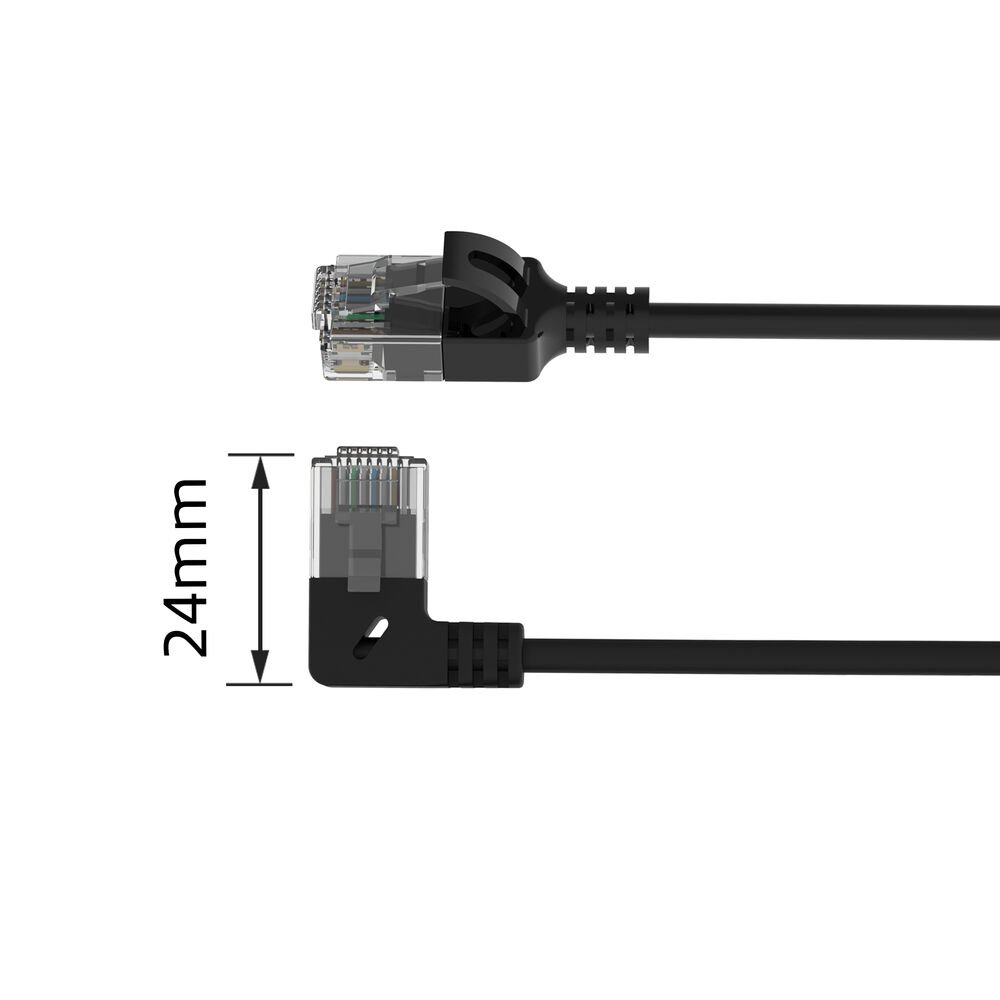 CAT-6A Slimline 90° Vinstri - 0° 0,5m