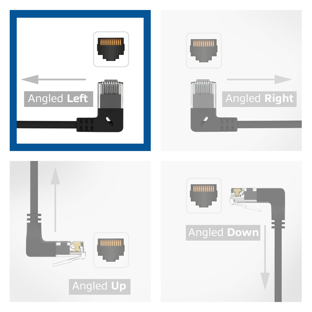 CAT-6A Slimline 90° Vinstri - 0° 0,5m