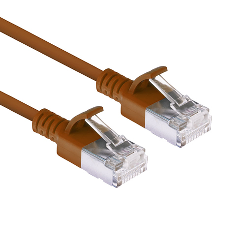 Brún CAT-6A Slimline U-FTP LSZH 0,25m