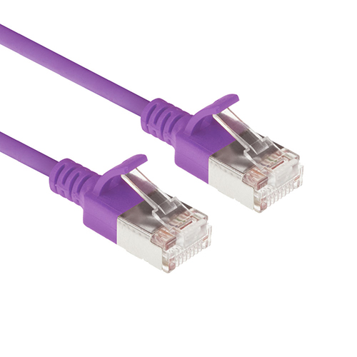Fjólubl CAT-6A Slimline U-FTP LSZH 0,25m