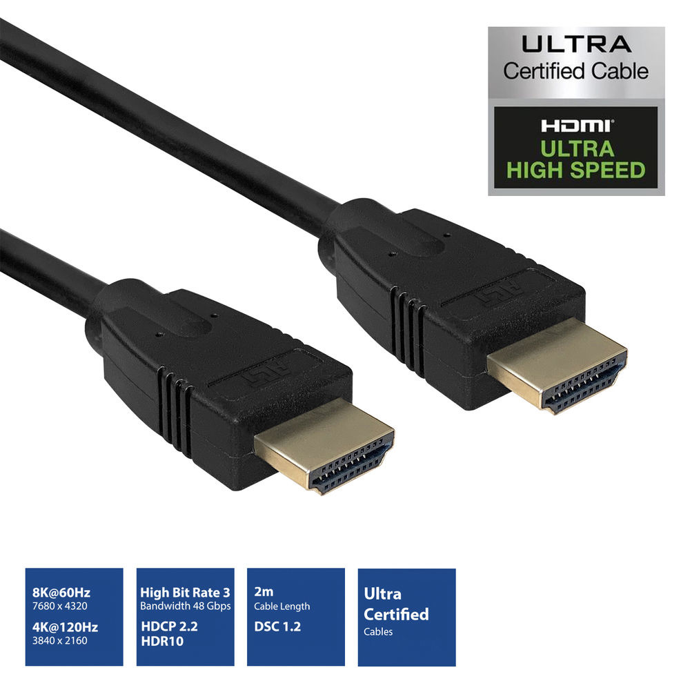 HDMI 2.1 e-ARC skjákapall 2m 4K@120Hz