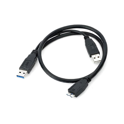 USB-3M í USB MicroB + USB afl  kapall